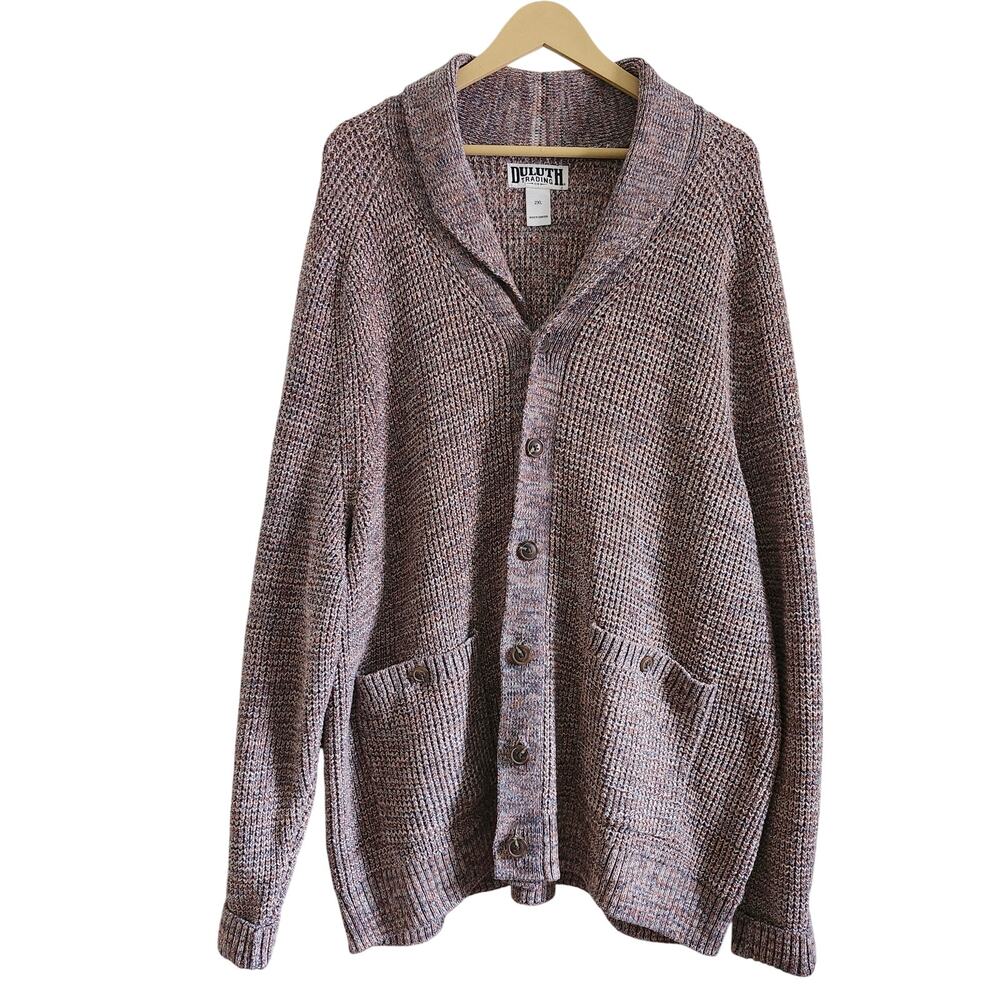 Duluth Trading Co Men's Burly Shawl Collar Cardigan Marled Brown Size 2XL